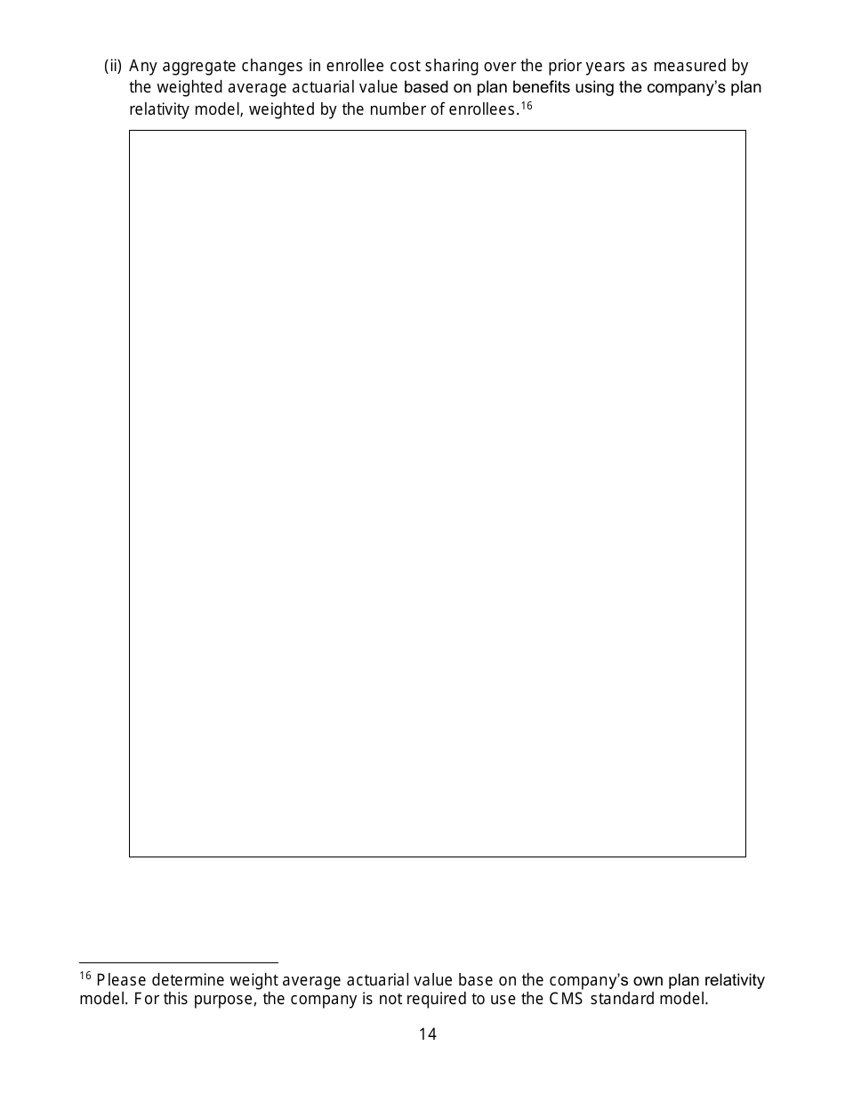 California Large Group Annual Aggregate Rate Data Report Form - California, Page 14