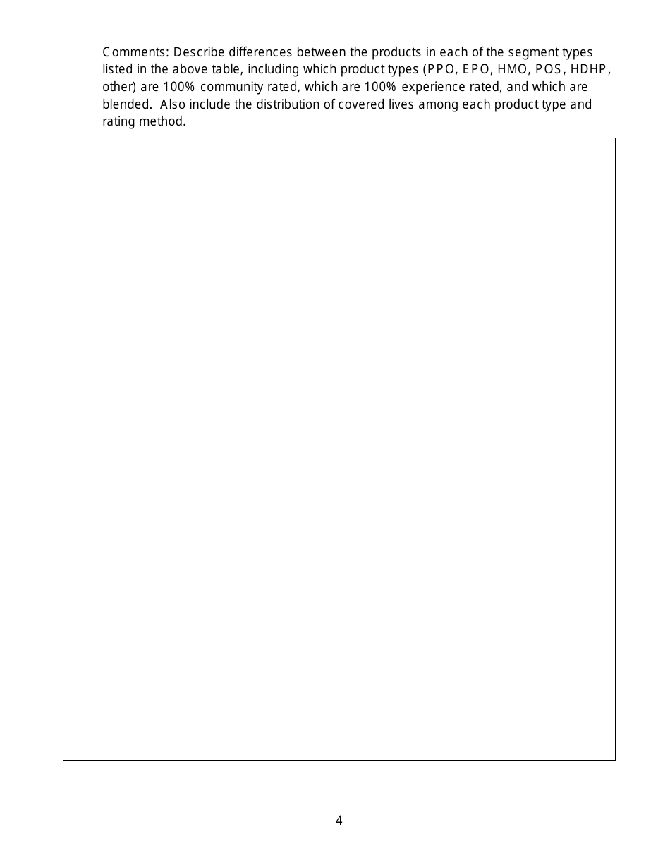 California Large Group Annual Aggregate Rate Data Report Form - California, Page 4