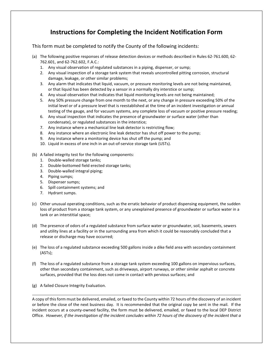 Instructions for Form 62-761.900(6), 62-762.901(6) - Florida, Page 1