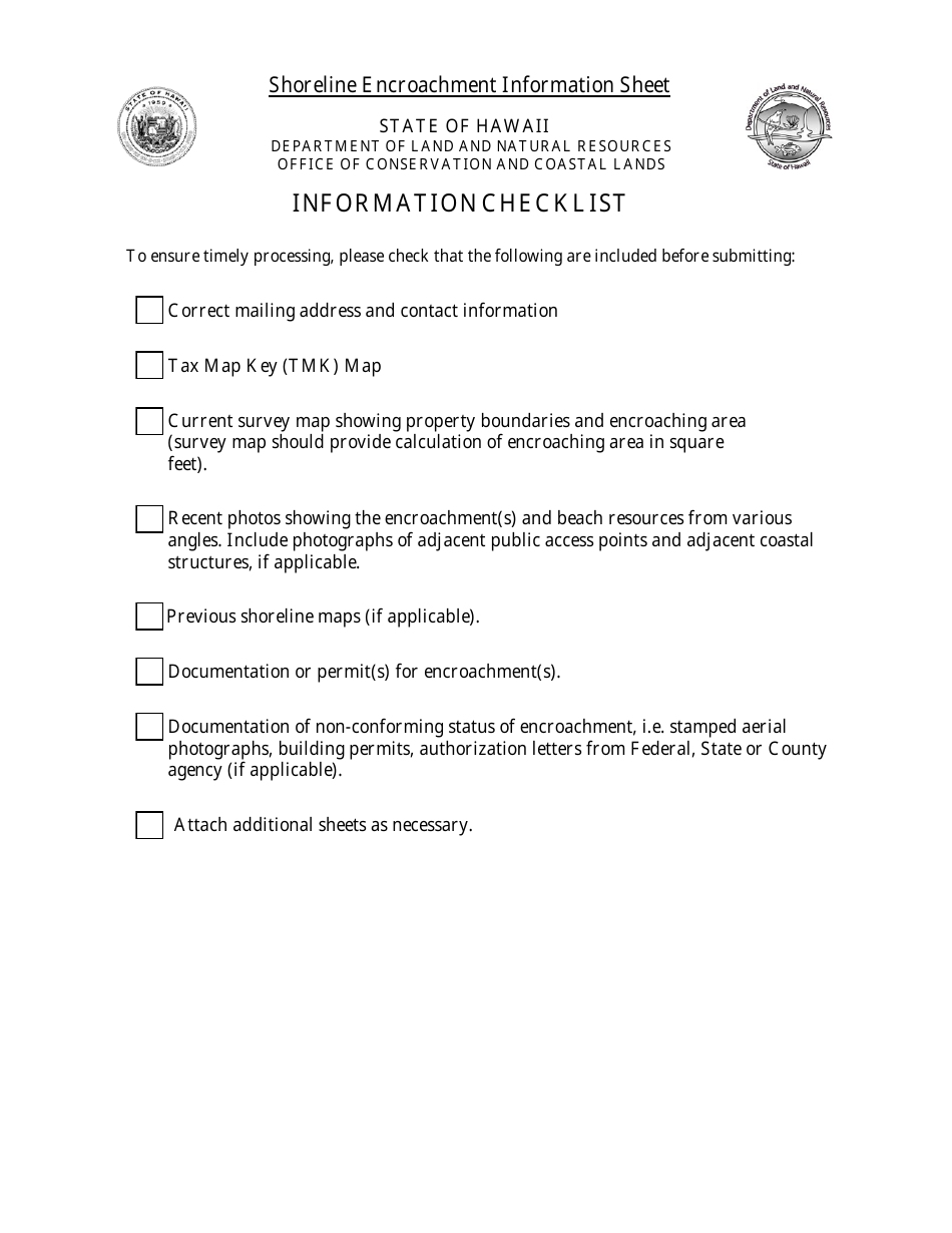 Shoreline Encroachment Information Sheet - Hawaii, Page 3