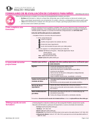 Document preview: Formulario RE400SWEB Formulario De Re-evaluacion De Cuidados Para Ninos - Idaho (Spanish)