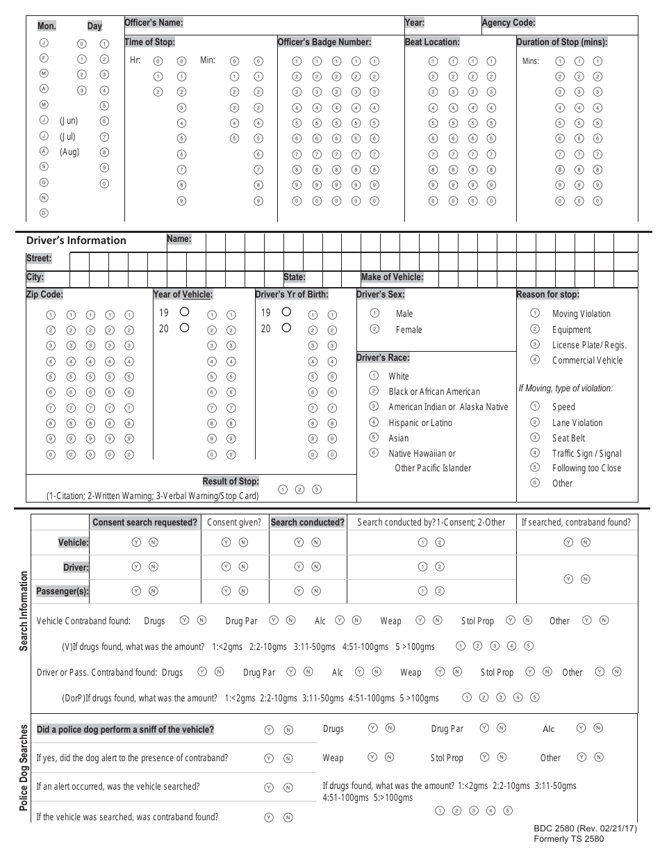 Form BDC2580 Sap Form - Illinois, Page 1