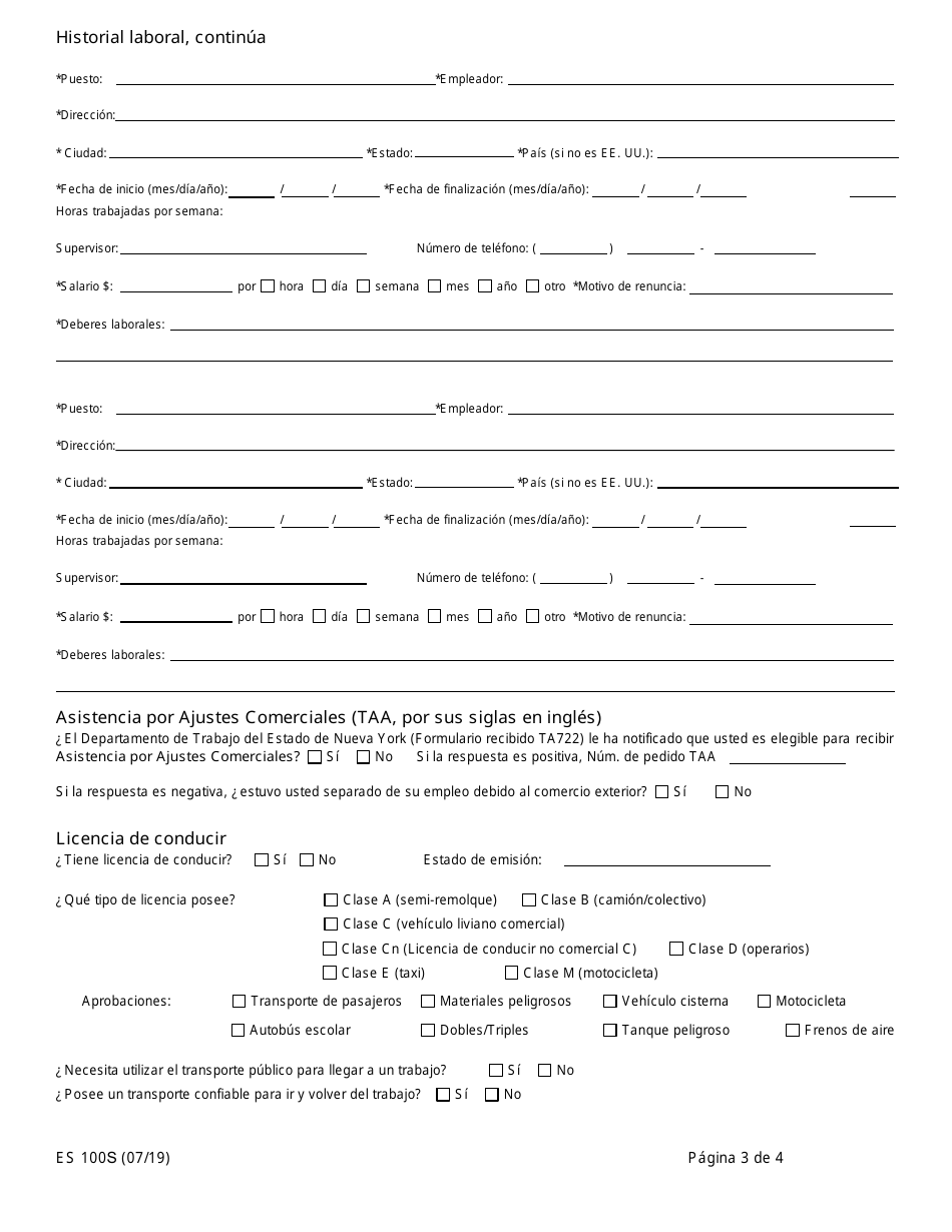 Formulario ES100S Formulario De Registro Del Cliente Del Centro De Desarrollo Profesional - New York (Spanish), Page 3