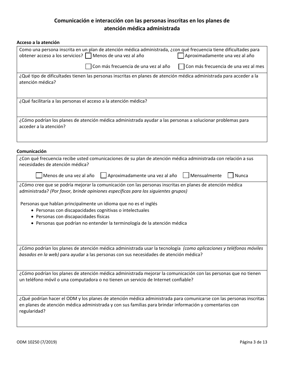 Formulario ODM10250 Solicitud De Informacion (Rfi) - Ohio (Spanish), Page 3