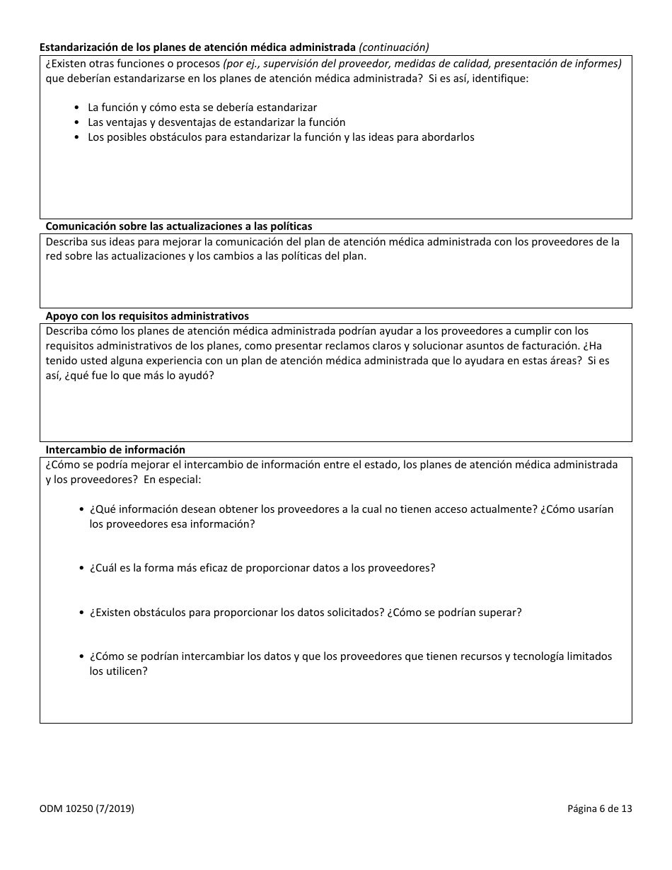 Formulario ODM10250 Solicitud De Informacion (Rfi) - Ohio (Spanish), Page 6