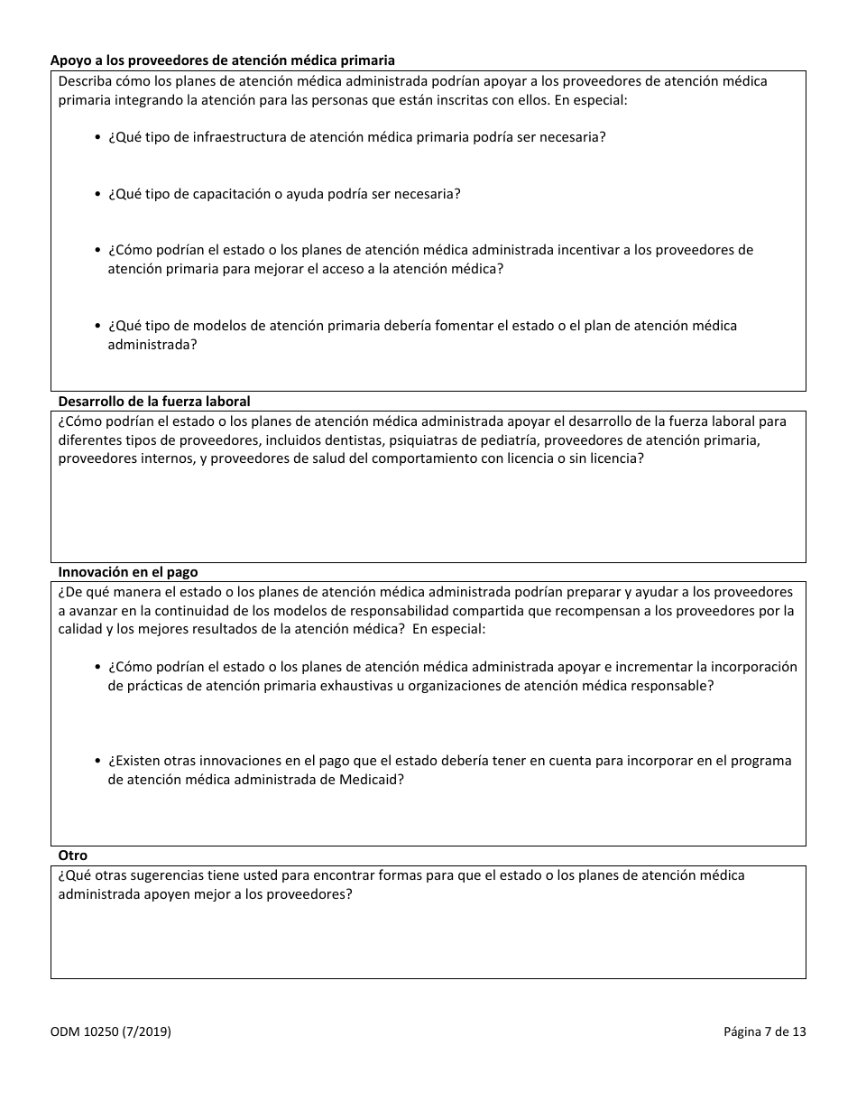 Formulario ODM10250 Solicitud De Informacion (Rfi) - Ohio (Spanish), Page 7