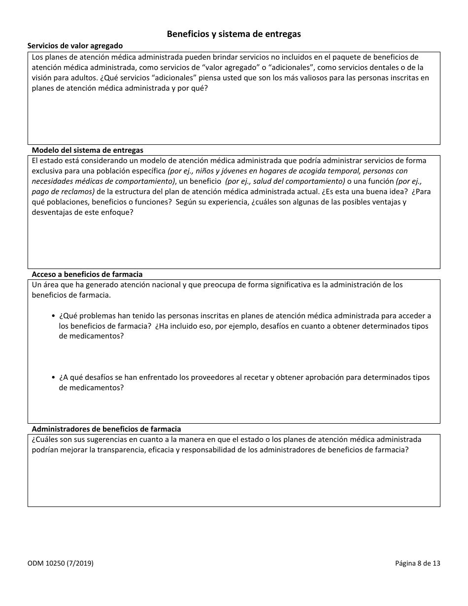 Formulario ODM10250 Solicitud De Informacion (Rfi) - Ohio (Spanish), Page 8