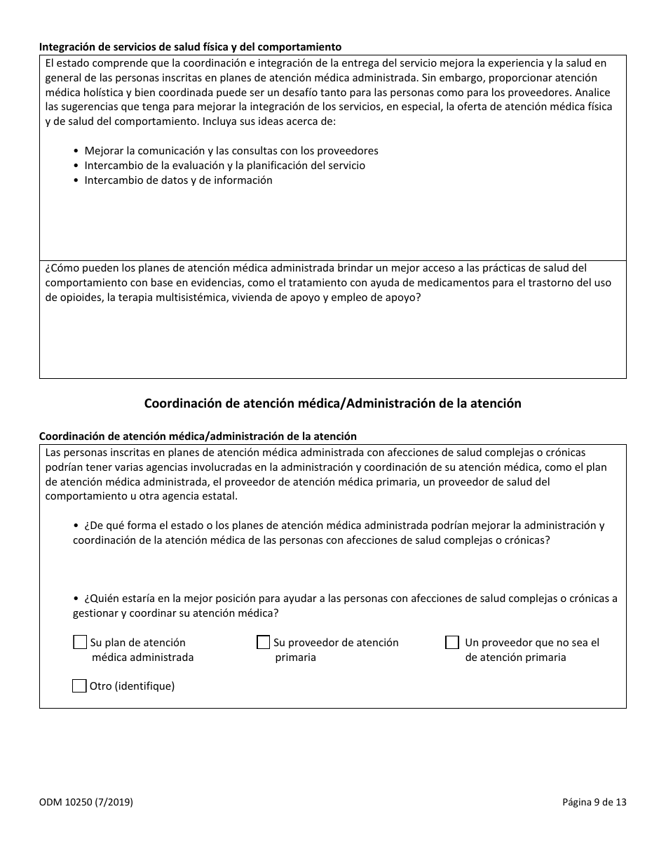 Formulario ODM10250 Solicitud De Informacion (Rfi) - Ohio (Spanish), Page 9