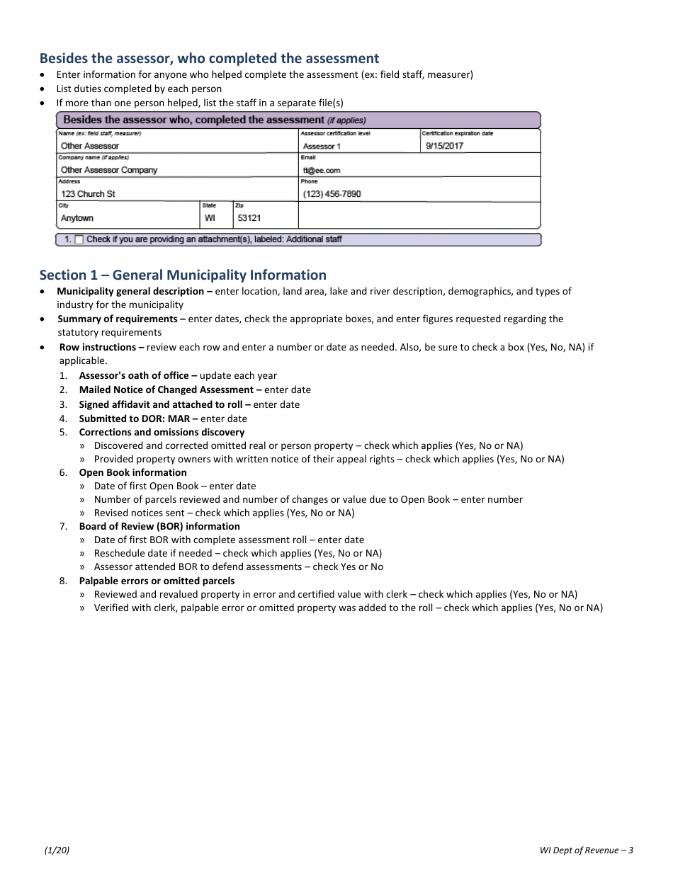 Instructions for Form PR-800 Annual Assessment Report - Wisconsin, Page 3