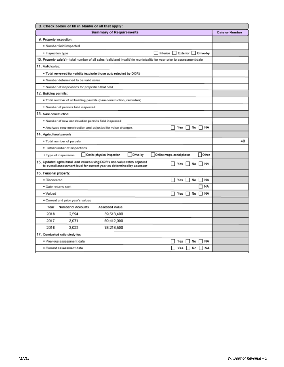 Instructions for Form PR-800 Annual Assessment Report - Wisconsin, Page 5