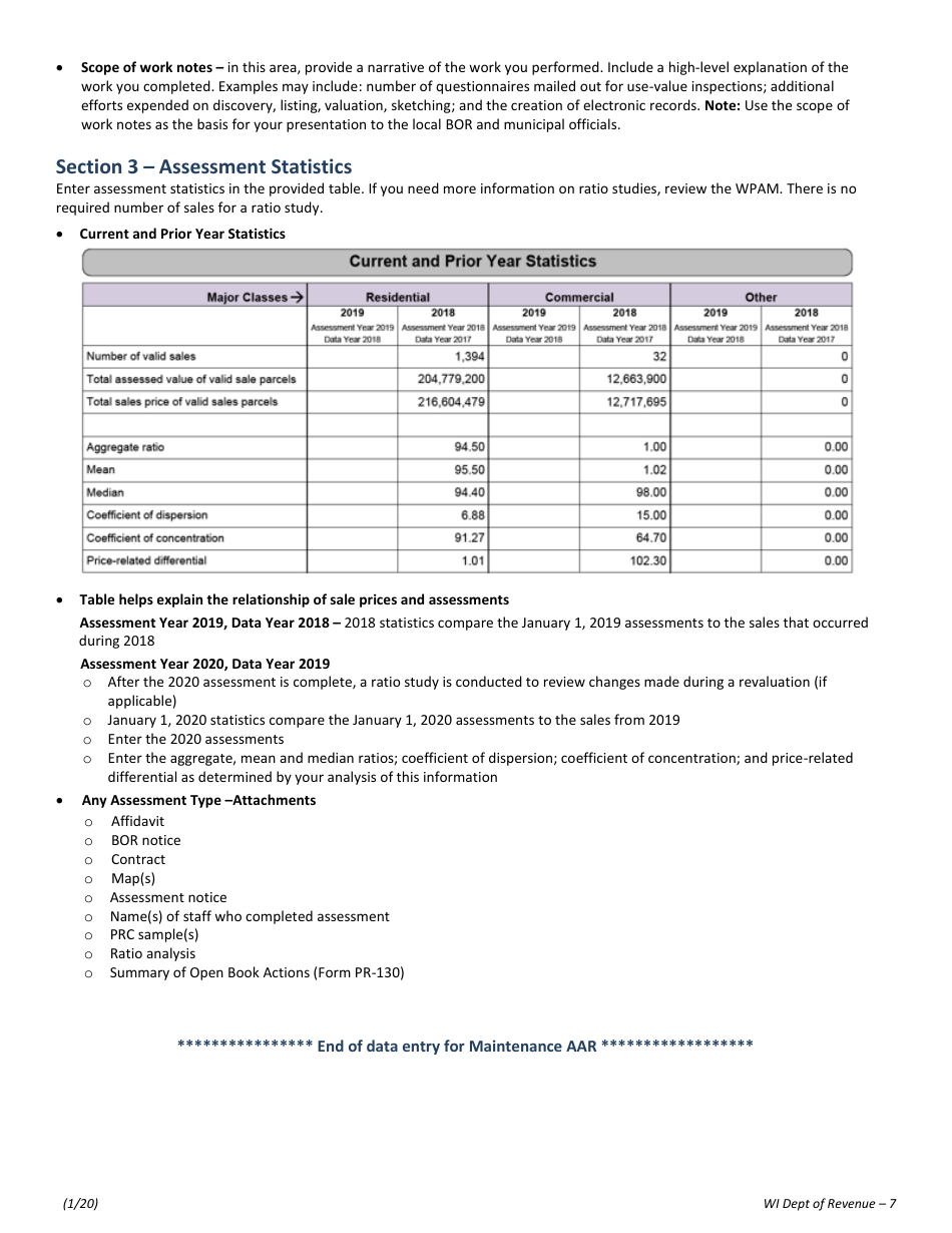 Instructions for Form PR-800 Annual Assessment Report - Wisconsin, Page 7