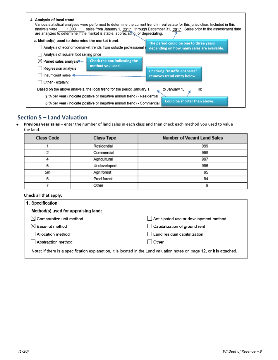 Instructions for Form PR-800 Annual Assessment Report - Wisconsin, Page 9