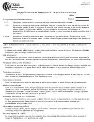Document preview: Formulario 2272-S Hoja Informativa De Determinacion De Su Salud Nutricional - Texas (Spanish)
