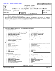 Form 12597 Children in Court (Cic) Case File Review Form - New Jersey