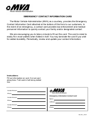 Document preview: Form DL-301 Emergency Contact Information Card - Maryland