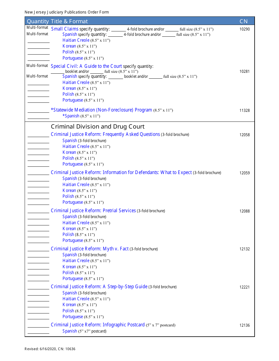 Form 10636 Publications Order Form - New Jersey, Page 3
