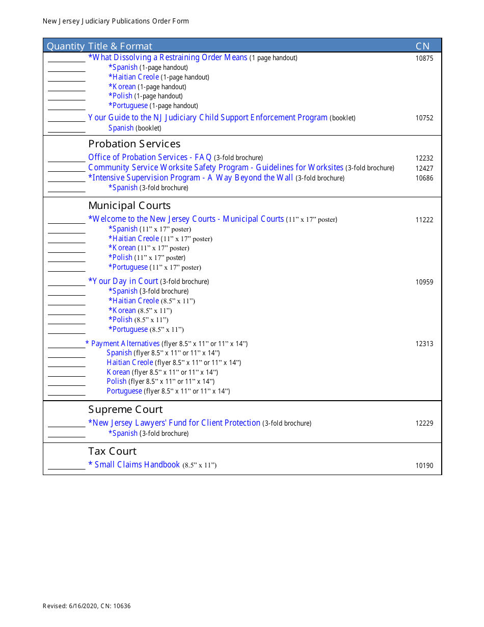Form 10636 Publications Order Form - New Jersey, Page 5