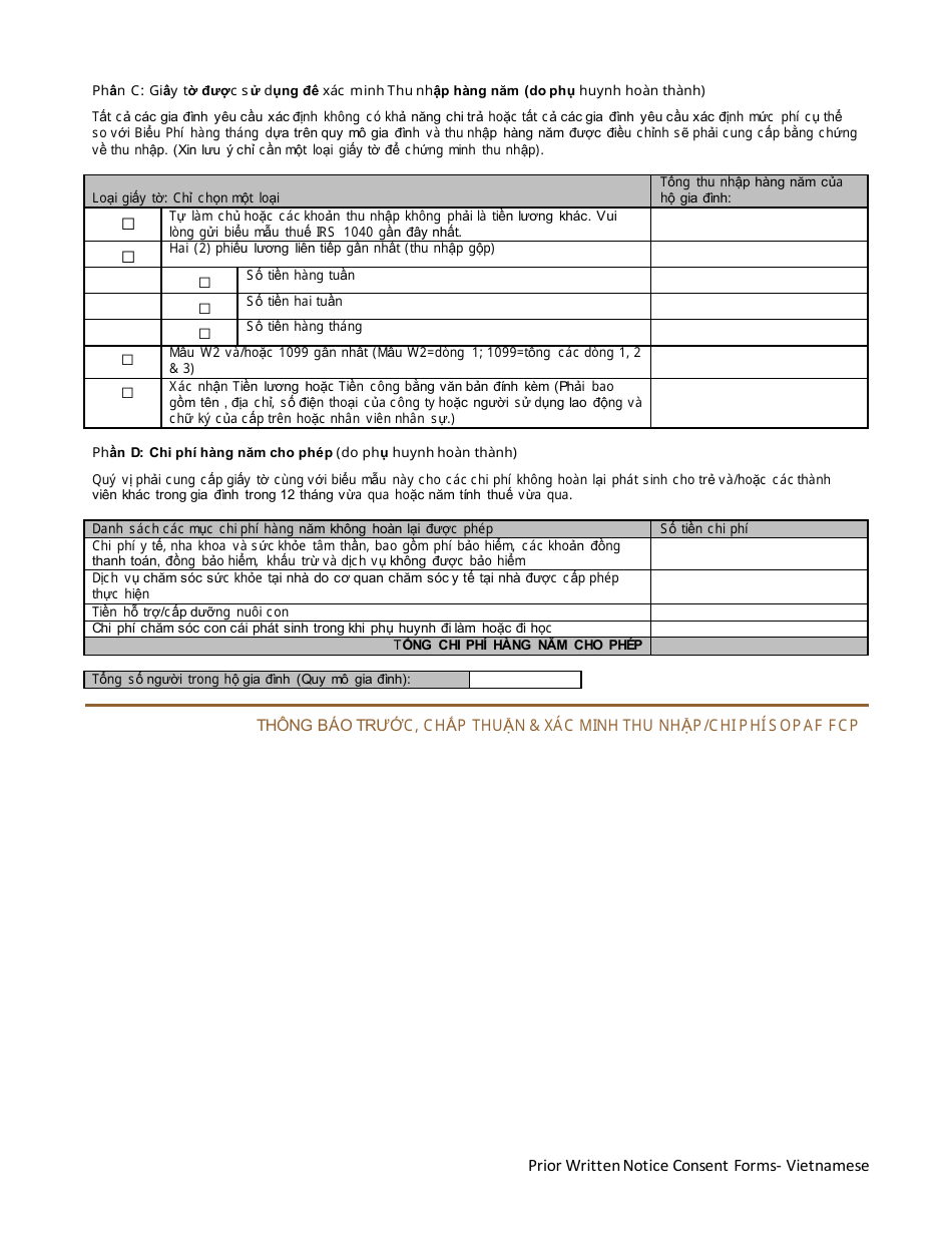 DCYF Form 15-059 Prior Written Notice, Consent to Access Public and / or Private Insurance, Income and Expense Verification Form - Washington (Vietnamese), Page 3
