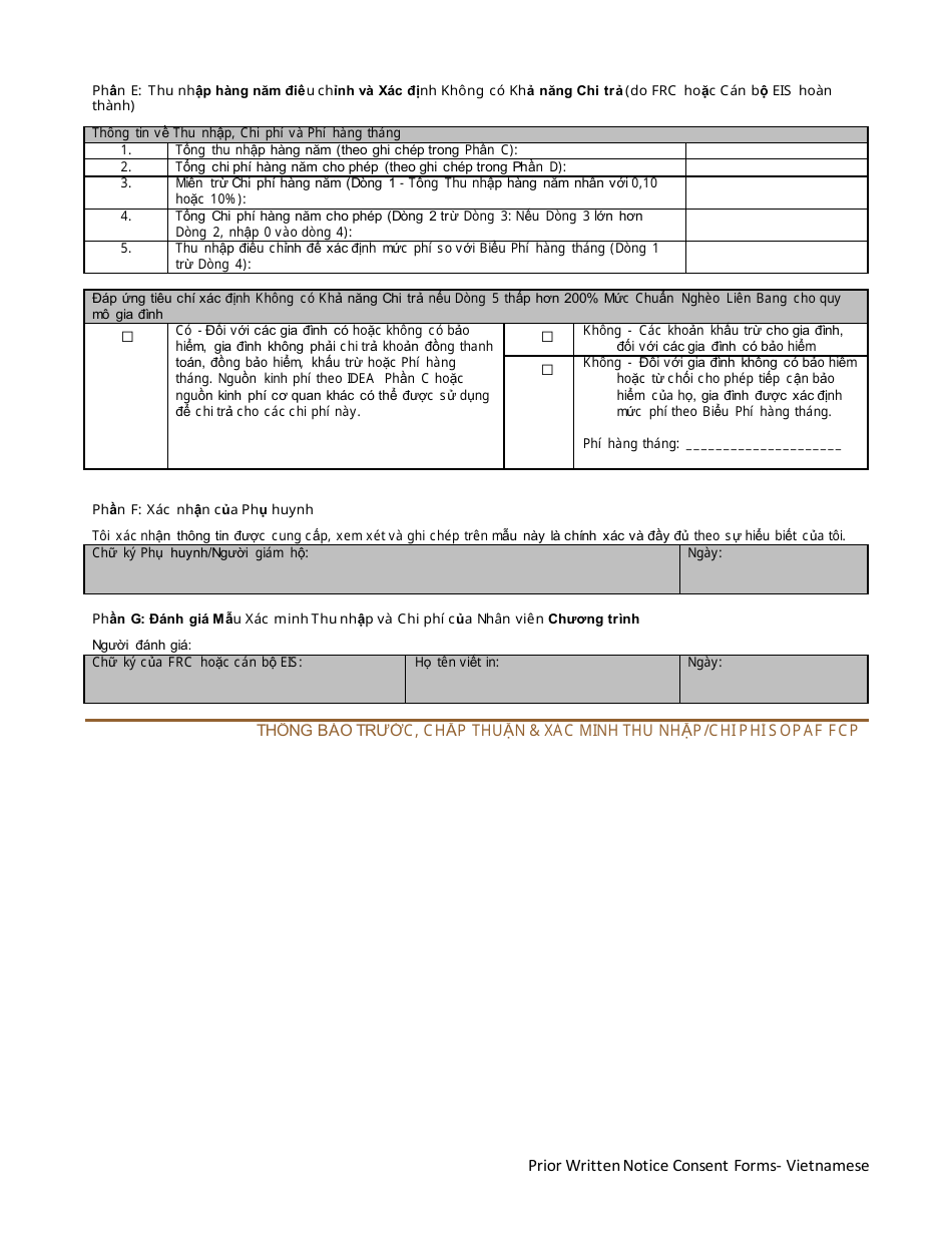 DCYF Form 15-059 Prior Written Notice, Consent to Access Public and / or Private Insurance, Income and Expense Verification Form - Washington (Vietnamese), Page 4