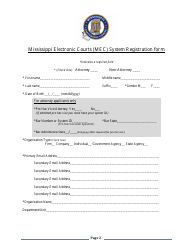 Mississippi Electronic Courts (Mec) System Registration Form - Mississippi, Page 2