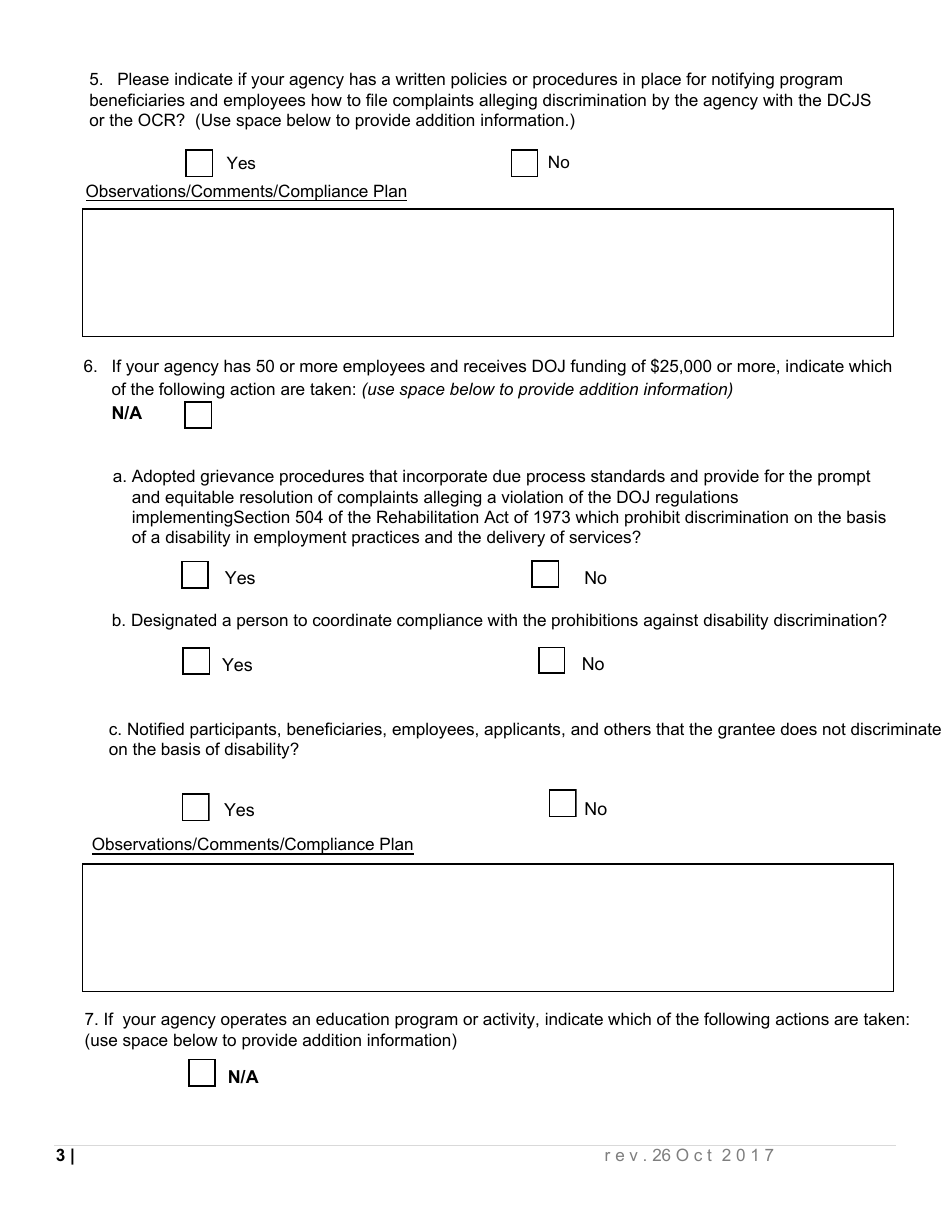 Civil Rights Compliance Certification Form - New York, Page 3