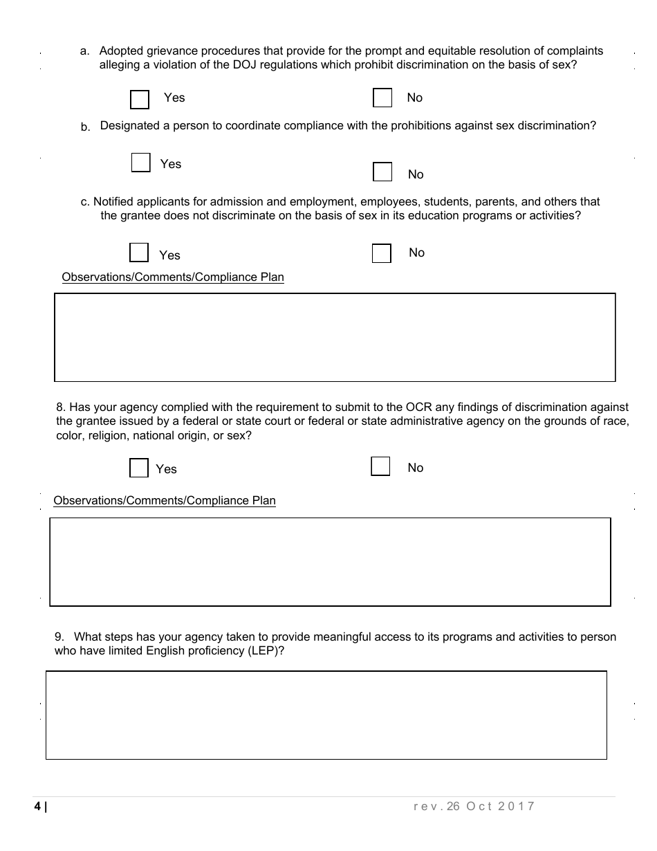 Civil Rights Compliance Certification Form - New York, Page 4
