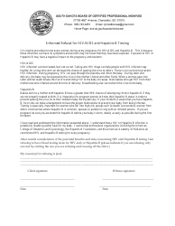 Document preview: Informed Refusal for HIV/AIDS and Hepatitis B Testing - South Dakota