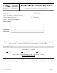 Document preview: Form INS3257 Home State Certification Letter Request Form - Ohio