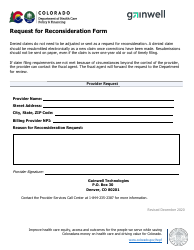 Document preview: Request for Reconsideration Medical Form - Colorado