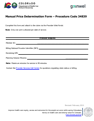 Document preview: Manual Price Determination Form - Procedure Code 34839 - Colorado