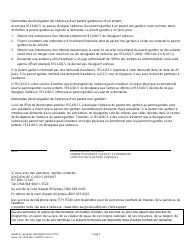 DSHS Form 18-176 Address Release Information Letter - Washington (French), Page 2