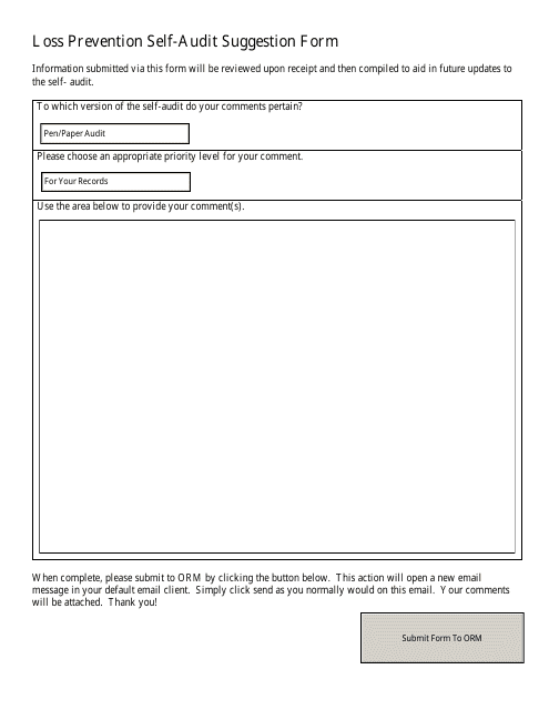 Loss Prevention Self-audit Suggestion Form - Louisiana