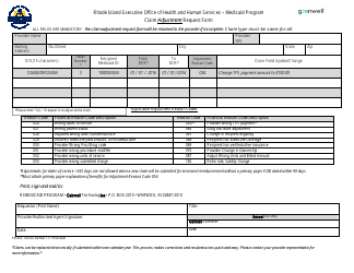 Document preview: Form PR0060 Claim Adjustment Request Form - Medicaid Program - Rhode Island
