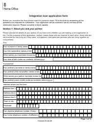 Document preview: Integration Loan Application Form - United Kingdom