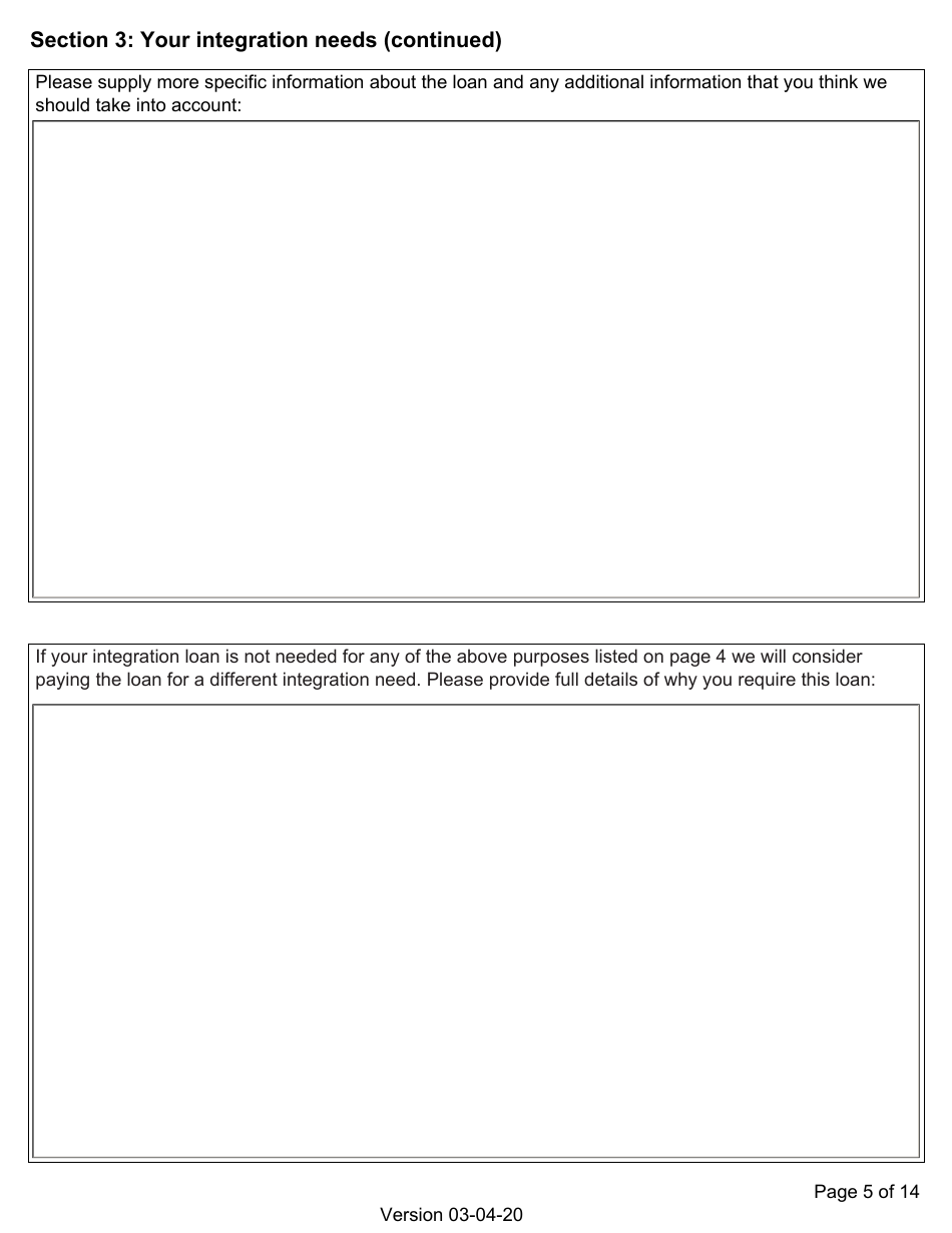 Integration Loan Application Form - United Kingdom, Page 5