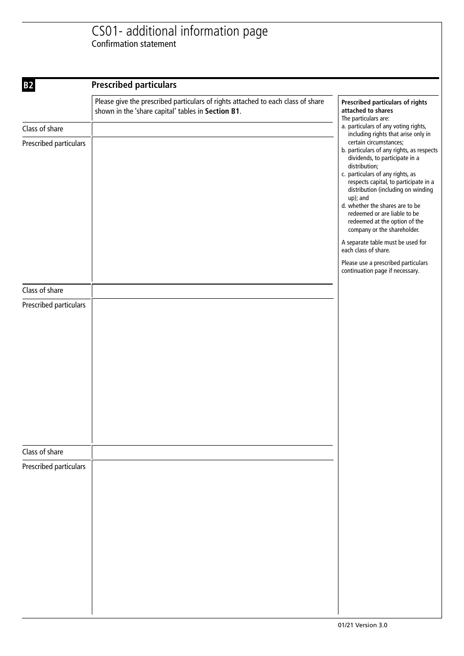 Form CS01 Part 2 Statement of Capital Change - United Kingdom, Page 2
