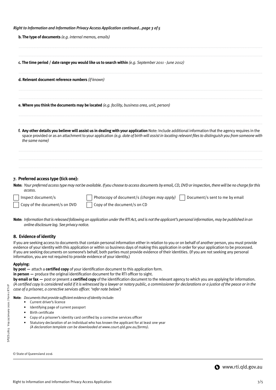Form 1 RTI-IP Right to Information and Information Privacy Access Application - Queensland, Australia, Page 3