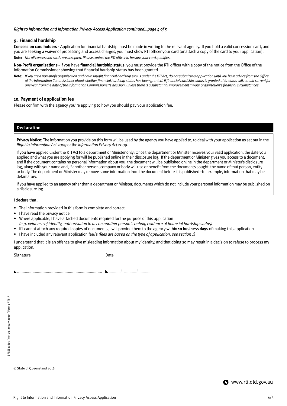Form 1 RTI-IP Right to Information and Information Privacy Access Application - Queensland, Australia, Page 4