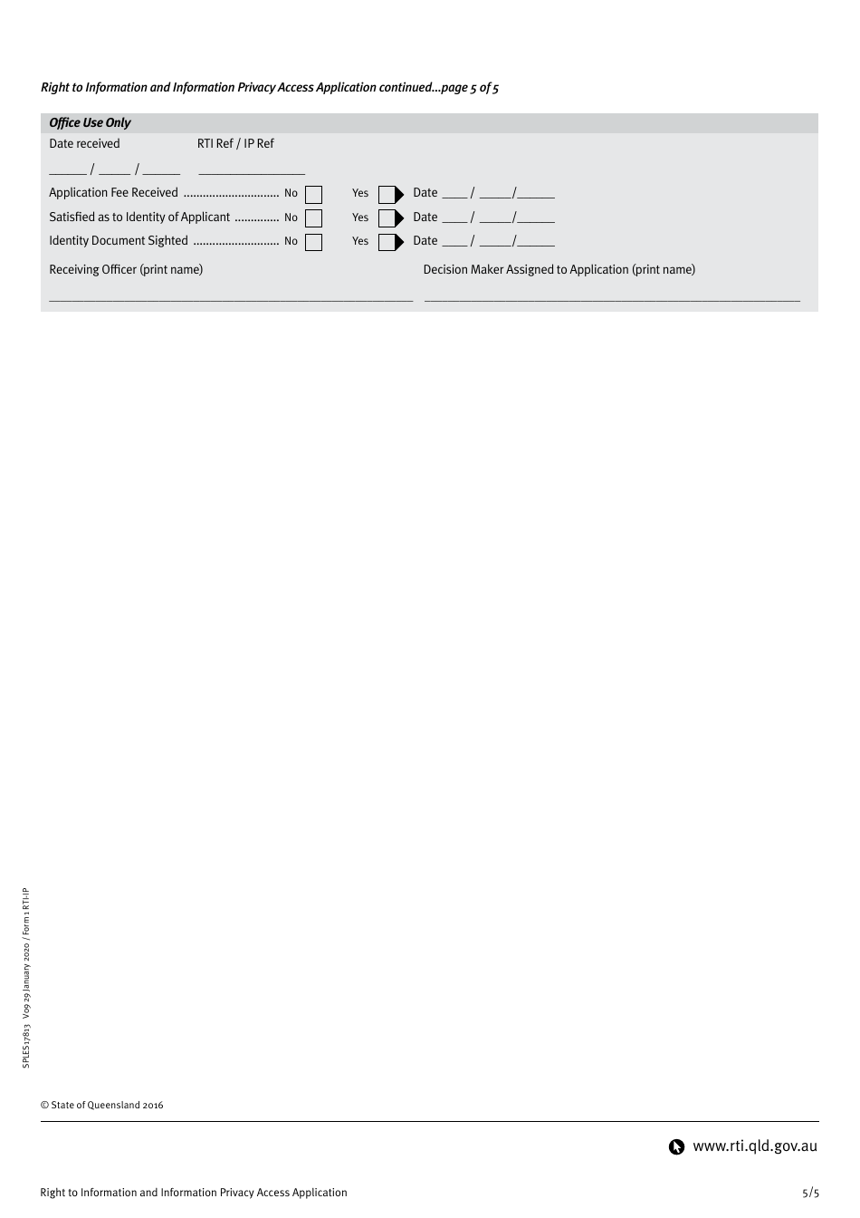 Form 1 RTI-IP Right to Information and Information Privacy Access Application - Queensland, Australia, Page 5