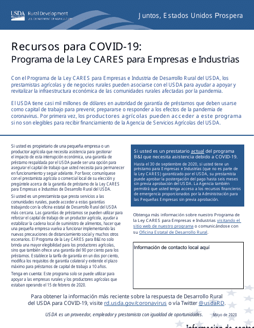 Recursos Para Covid-19: Programa De La Ley Cares Para Empresas E Industrias (Spanish) Download Pdf