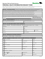 Document preview: Personal Health Information Request Form - Manitoba, Canada