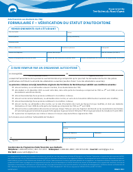 Document preview: Forme F (NWT8718) Verification Du Statut D'autochtone - Northwest Territories, Canada (French)