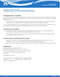 Forme NWT9007 Formulaire D&#039;evaluation Medicale - Northwest Territories, Canada (French)