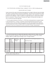 Rate Procedural Informational Summary for All New (Including Start-Ups) and Revised Rate Filings - Rhode Island