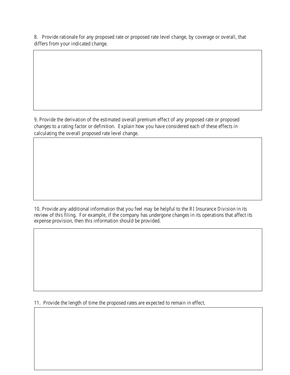 Rate Procedural Informational Summary for All New (Including Start-Ups) and Revised Rate Filings - Rhode Island, Page 5
