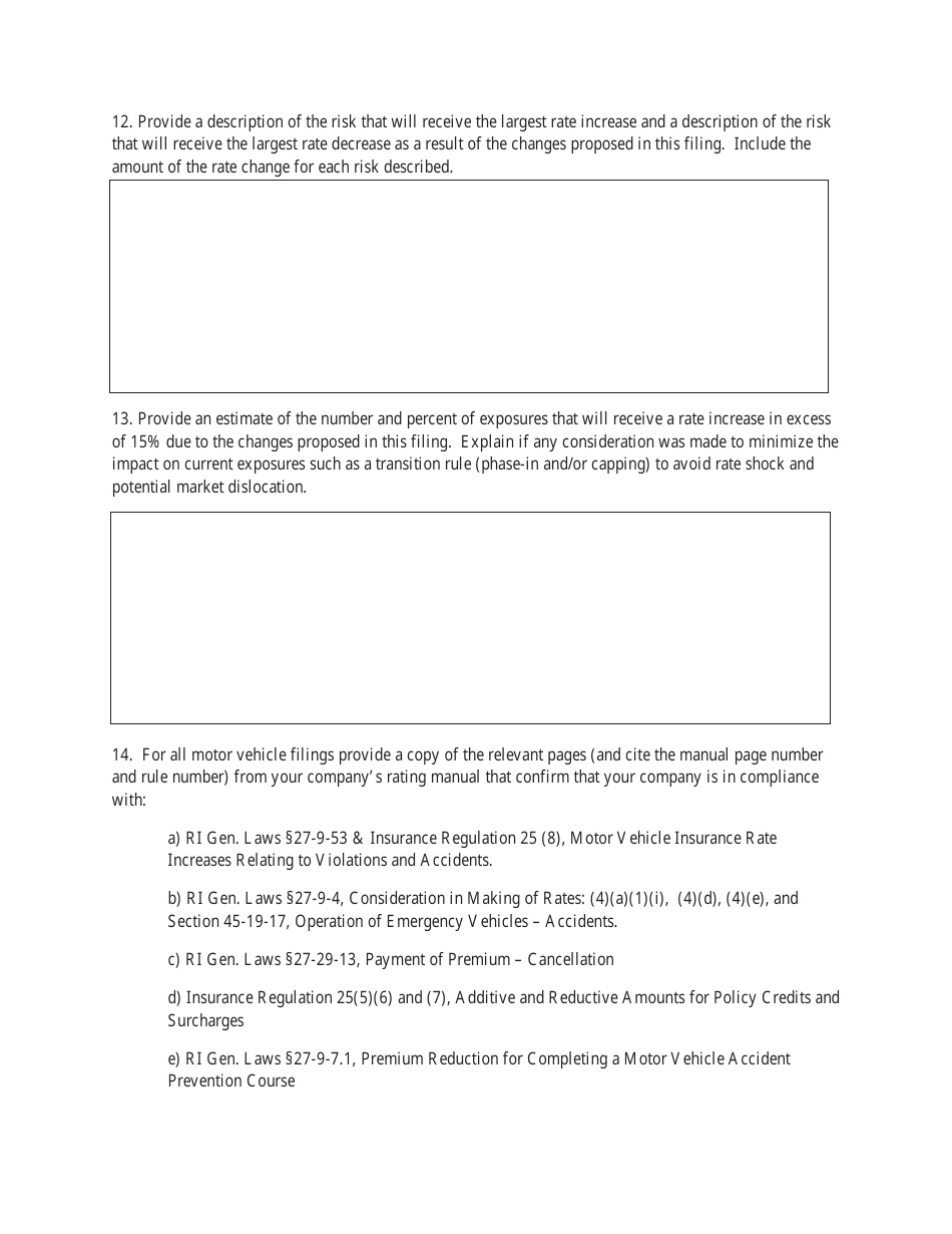Rate Procedural Informational Summary for All New (Including Start-Ups) and Revised Rate Filings - Rhode Island, Page 6