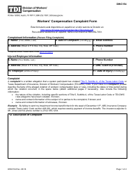 Form DWC154 Workers&#039; Compensation Complaint Form - Texas