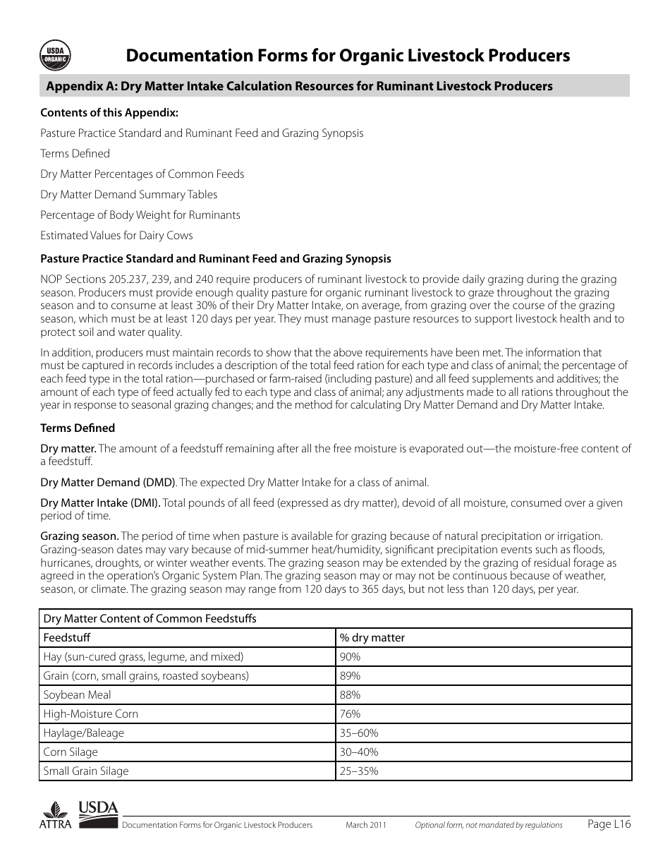 Documentation Forms for Organic Livestock Producers, Page 16