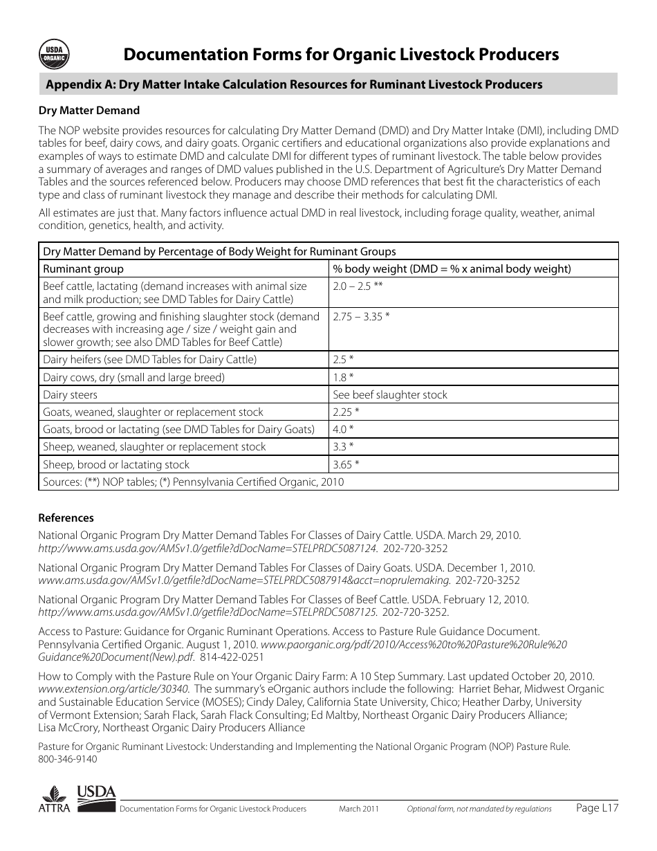 Documentation Forms for Organic Livestock Producers, Page 17