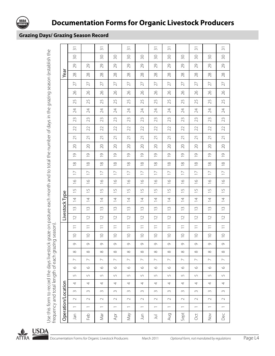 Documentation Forms for Organic Livestock Producers, Page 4